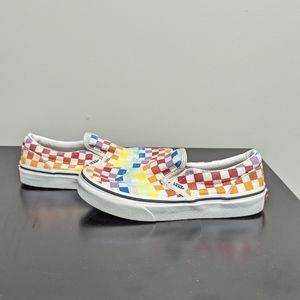 Vans Classic Slip-on Kids Rainbow Checkered Shoes